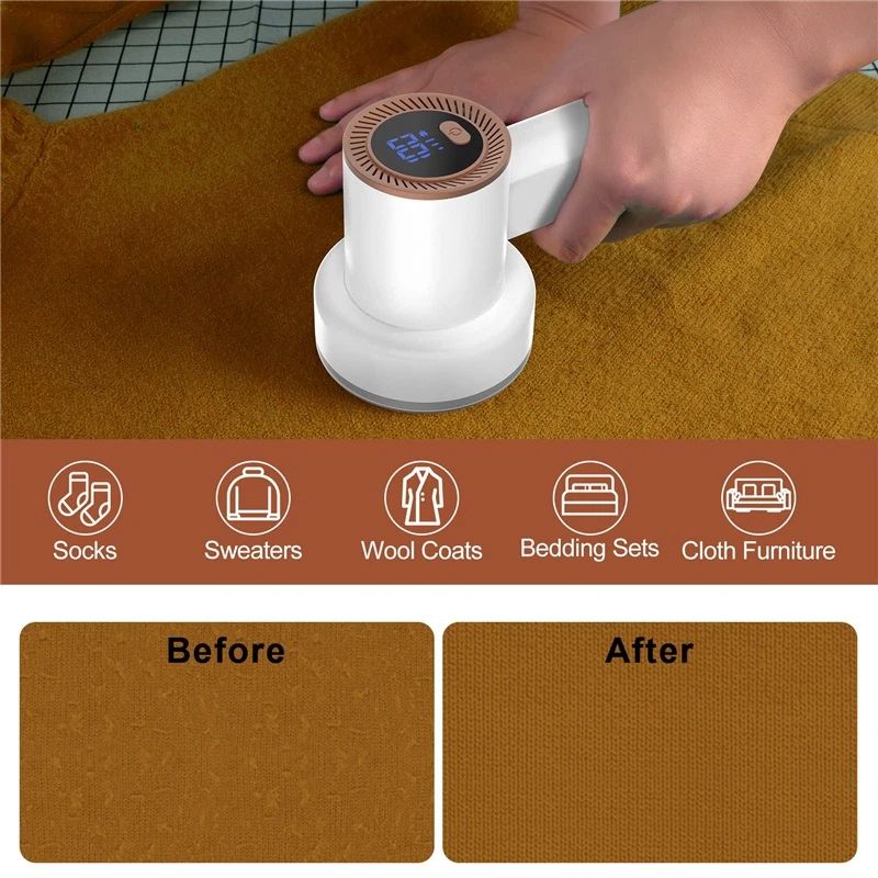 Fabric Shaver Fuzz Remover Rechargeable,  Electric Lint Remover Shaver with 2Blades ， Digital Display, Sweater Couch Fabric Pill Shaver for Sweater90*107*190mm