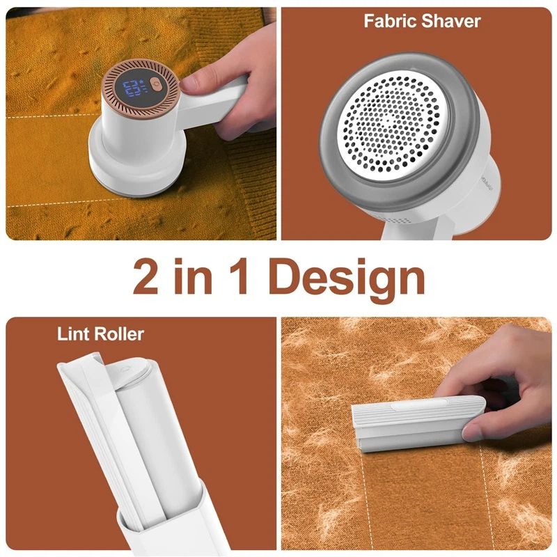 Fabric Shaver Fuzz Remover Rechargeable,  Electric Lint Remover Shaver with 2Blades ， Digital Display, Sweater Couch Fabric Pill Shaver for Sweater90*107*190mm