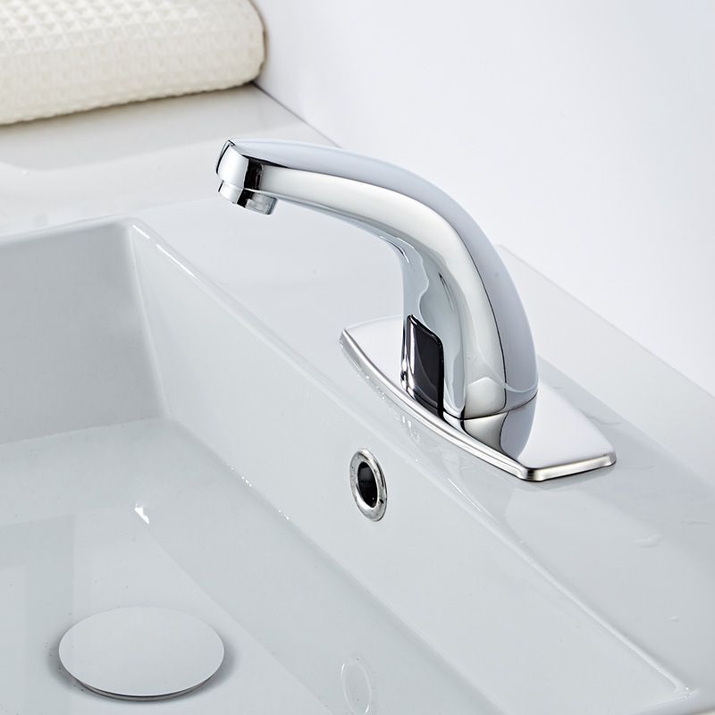 Touchless Bathroom Sink Faucet, Motion Automatic Sensor Faucet with Hole Cover Plate, Chrome for Water Bath Commercial Lavatory Farmhouse