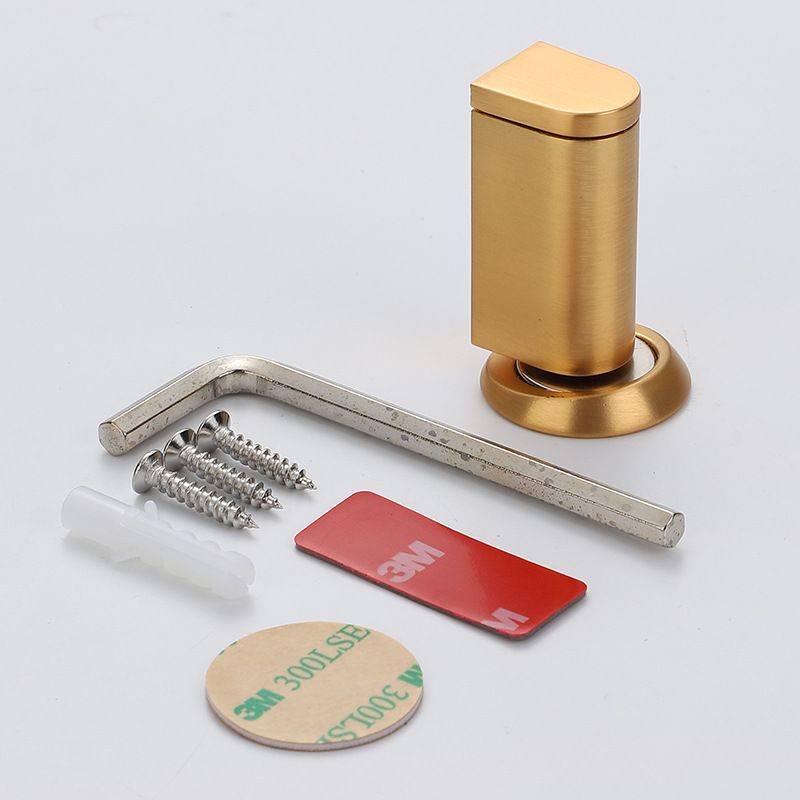 Windproof Magnetic Door Stoppers No Drilling Door Stop Strong Magnet Keep Door Open Door Catch Holder Wall Protect with Screws and 3M Adhesive, Matte Gold, 1 Pack