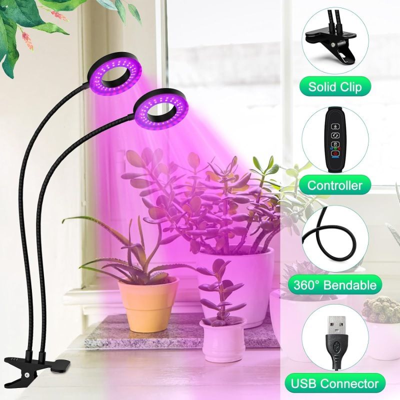 Grow Lights for Indoor Plant, LED Grow Light with Clip, Upgrade LEDs Clip On Plant Lights, Full Spectrum LED Plant Growing Lamp with 3 Modes , Auto Timer 3/9/12H