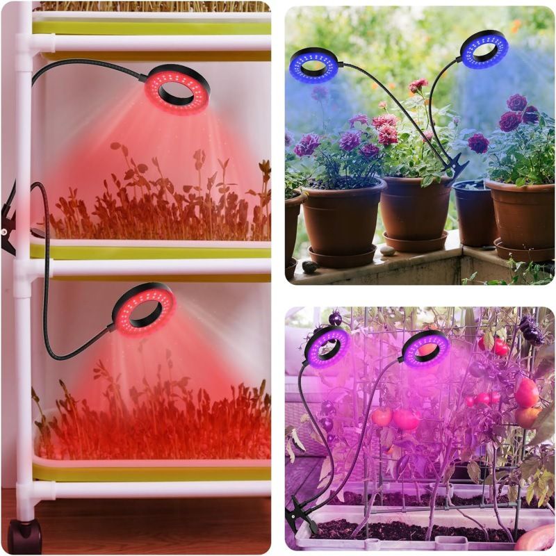 Grow Lights for Indoor Plant, LED Grow Light with Clip, Upgrade LEDs Clip On Plant Lights, Full Spectrum LED Plant Growing Lamp with 3 Modes , Auto Timer 3/9/12H