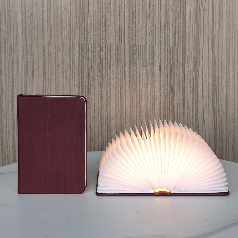 Wooden Book Lamp, Foldable Paper Books Light, Novelty Lighting 360° Bookshaped Night Light,  Paper Lantern for Bookish Decor & Book Lovers Gifts, Christmas Gifts Choice（10.5*14.5*3.8cm)