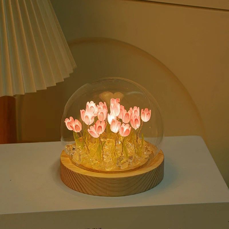 Tulip Night Light Handmade Tulip Decoration Bedroom Sleep Light Atmosphere Simulation Flower Birthday Gift for Friends, Girls, Family (13 Flowers)（10*10*10cm)
