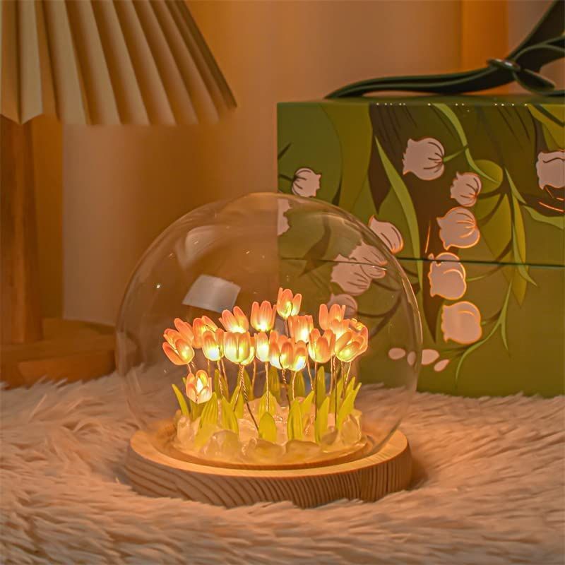 Tulip Night Light Handmade Tulip Decoration Bedroom Sleep Light Atmosphere Simulation Flower Birthday Gift for Friends, Girls, Family (13 Flowers)（10*10*10cm)