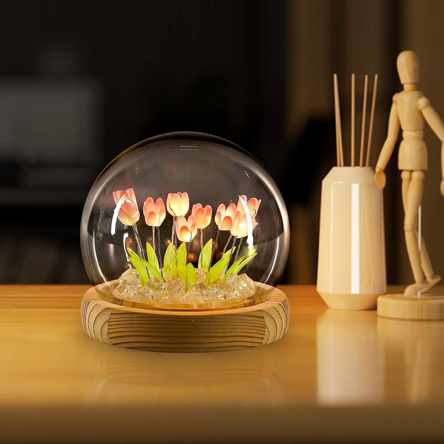Tulip Night Light Handmade Tulip Decoration Bedroom Sleep Light Atmosphere Simulation Flower Birthday Gift for Friends, Girls, Family (13 Flowers)（10*10*10cm)