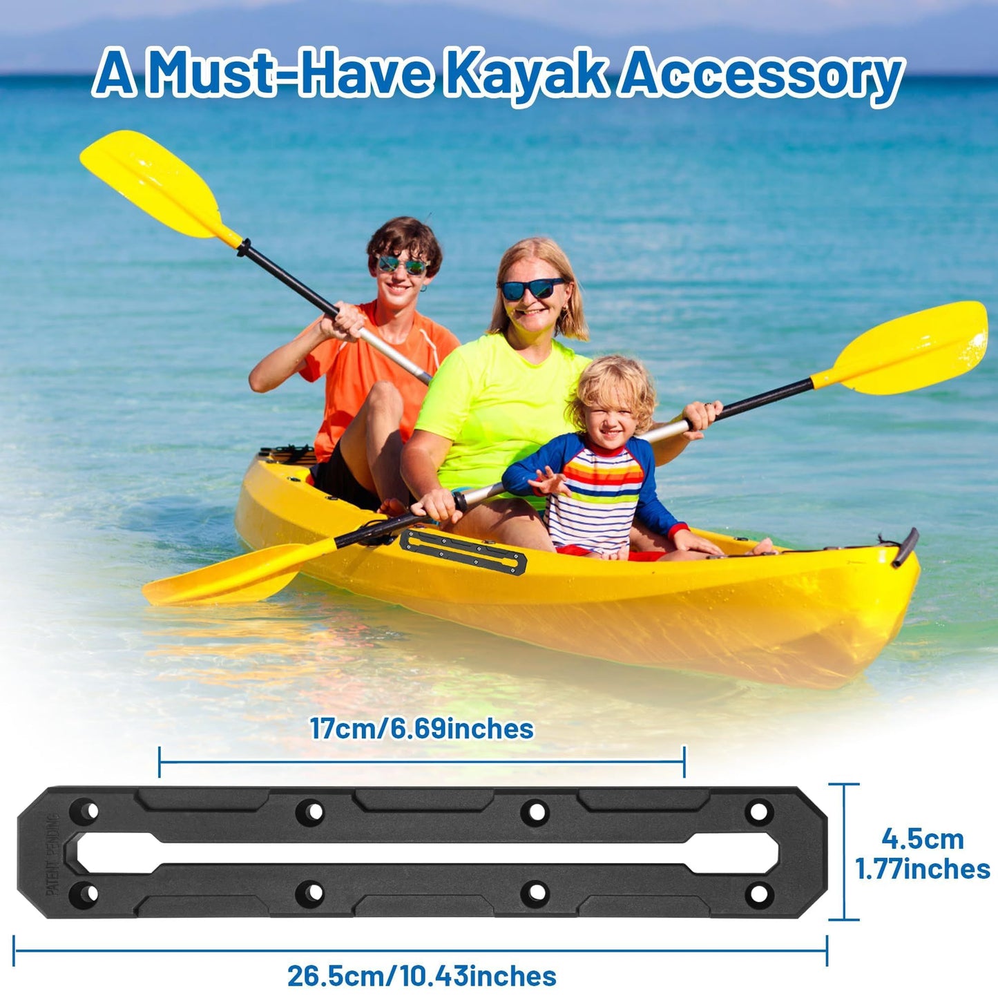 Kayak Track Mount, Kayak Rail Track, Kayak Low Profile Gear Track Accessories for Fishing Rod Holder, Cup Holder, Paddle Holders, Anchor Cleats (9 in, 4 Pieces)
