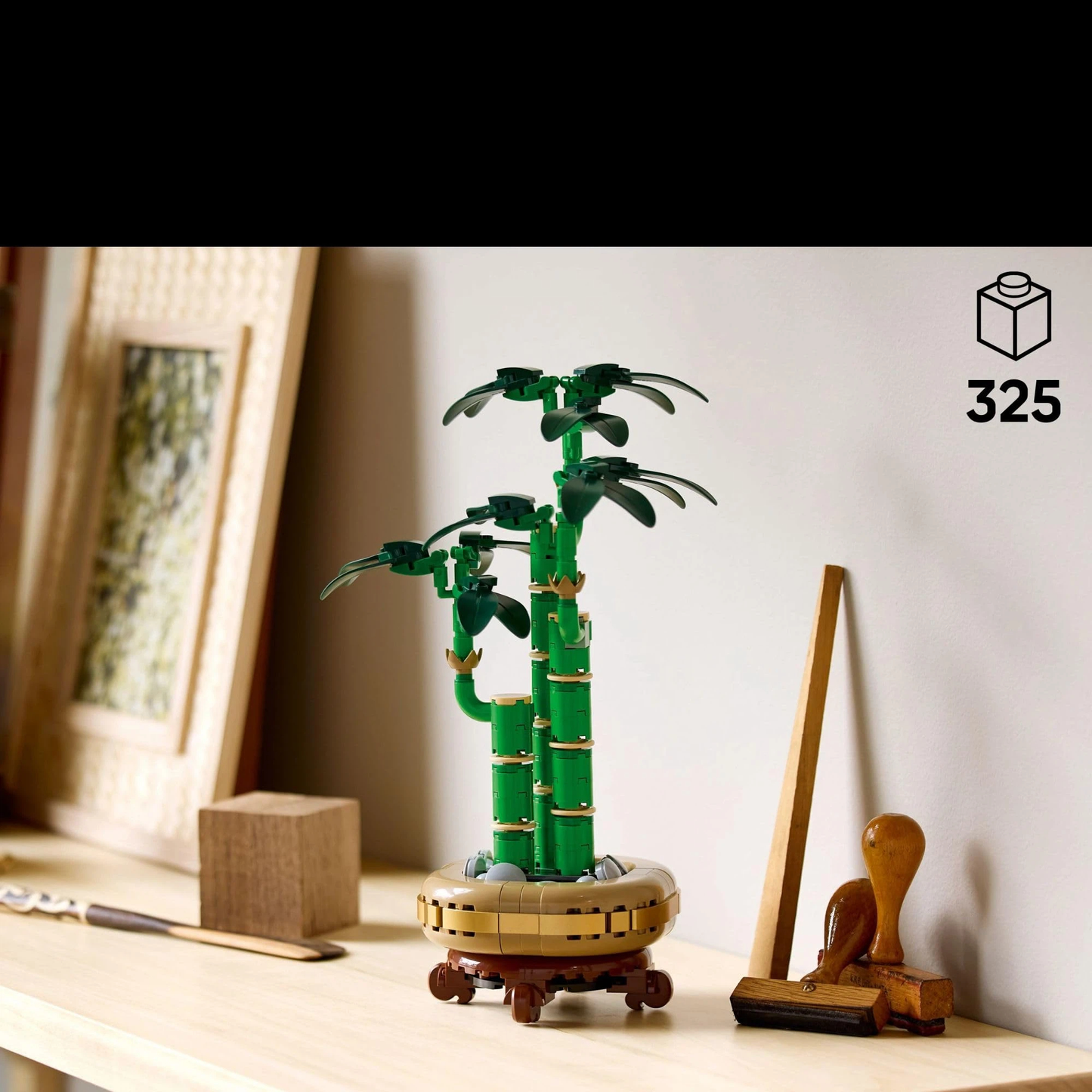 Botanicals Lucky Bamboo Building Set - Artificial Plant for Indoor Home Décor, Adults Ages - Fake Plant Decoration for Table, Desk, Office - Gift for Birthdays， 325 particles