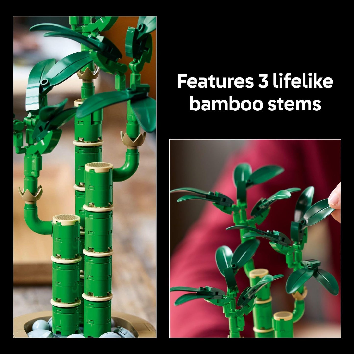 Botanicals Lucky Bamboo Building Set - Artificial Plant for Indoor Home Décor, Adults Ages - Fake Plant Decoration for Table, Desk, Office - Gift for Birthdays， 325 particles