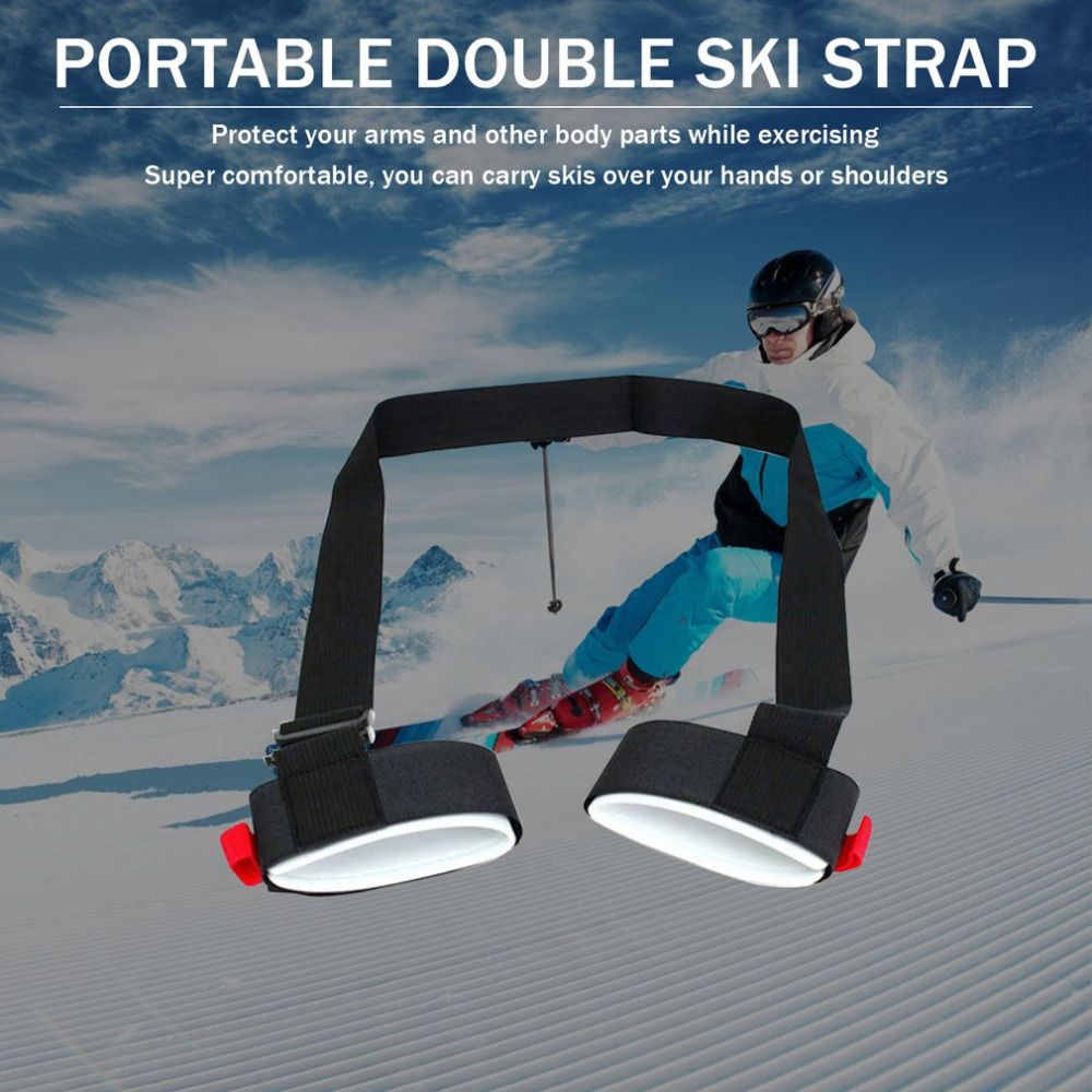 6 Pack Ski Carrier Straps Adjustable Shoulder with Cushioned Fastener Tape Strap Loop Strong for Adults Kids（black+red)