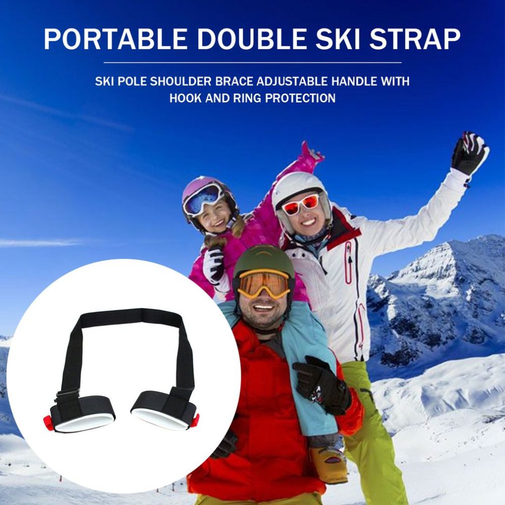 6 Pack Ski Carrier Straps Adjustable Shoulder with Cushioned Fastener Tape Strap Loop Strong for Adults Kids（black+red)