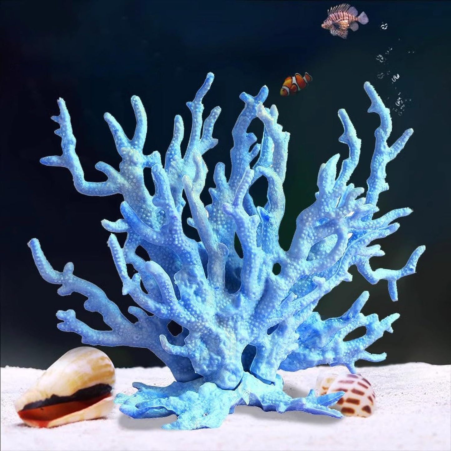 2pcs Artificial Aquarium Coral Ornament Plastic Fish Tank Plants Decoration for Aquarium Landscape （white+blue）