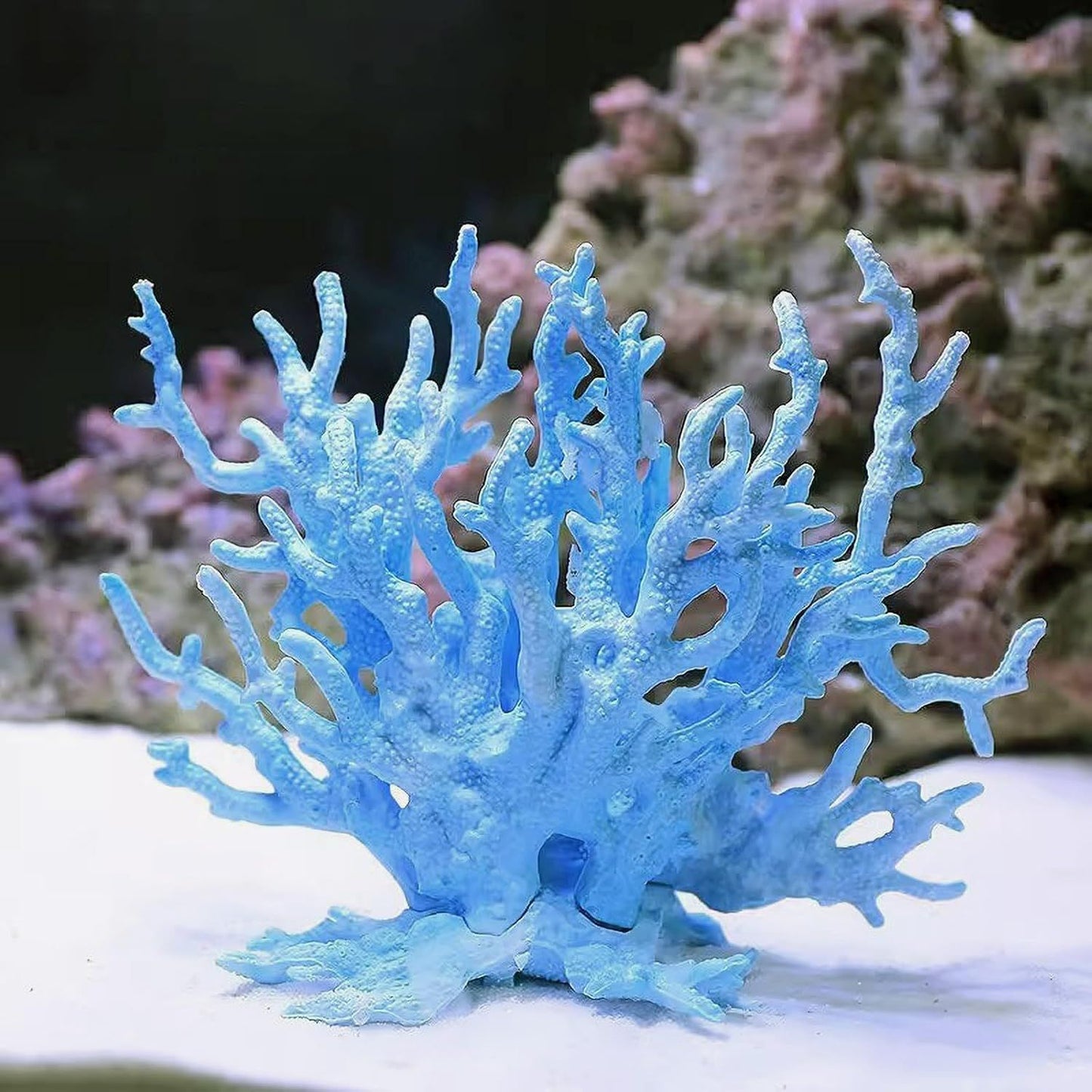 2pcs Artificial Aquarium Coral Ornament Plastic Fish Tank Plants Decoration for Aquarium Landscape （white+blue）