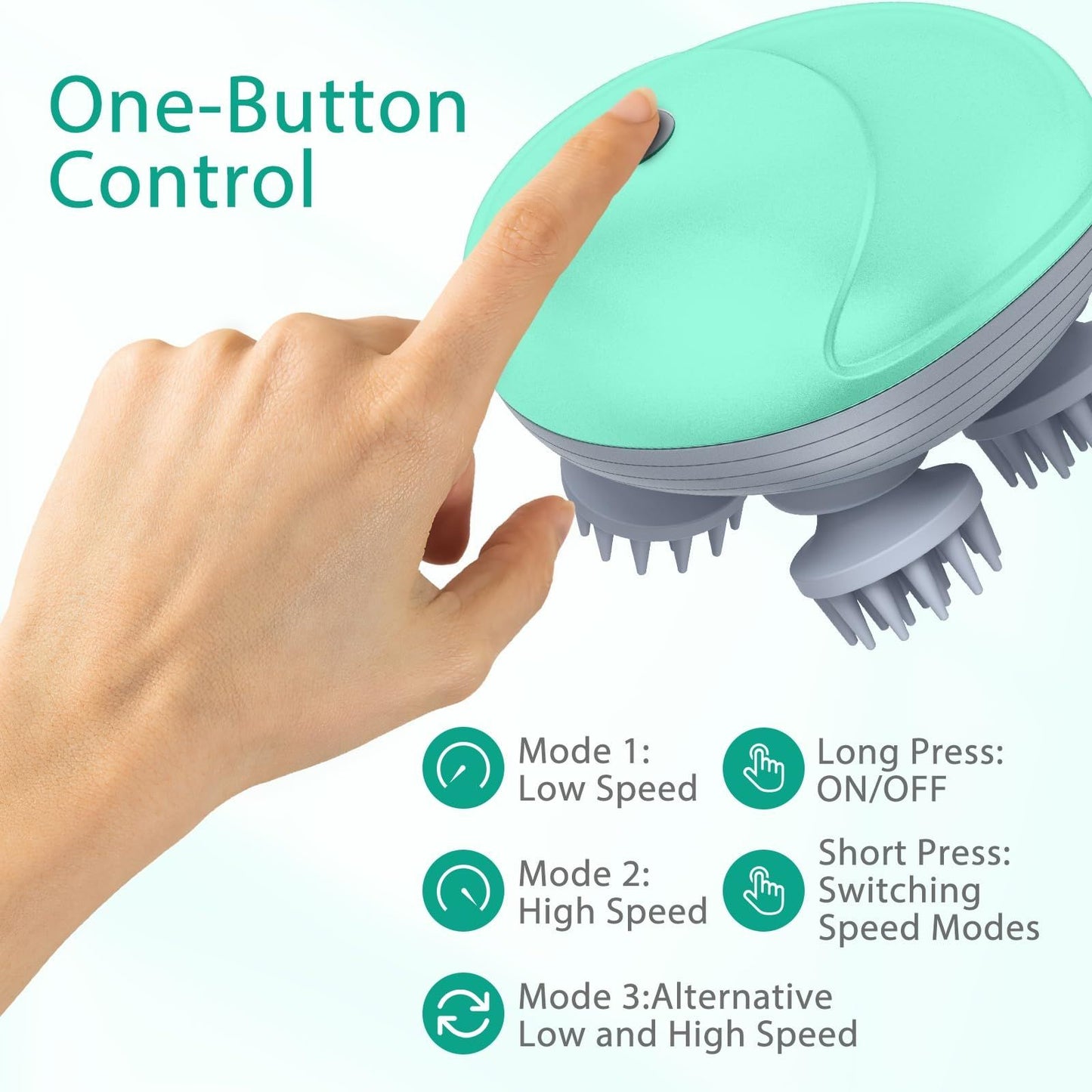 Upgraded Handheld Scalp Massager, with 3 Modes Electric Scalp Massager, Scalp and Back Scratcher for Relieving Tight Stiffness Muscles, Promote Bonding,green