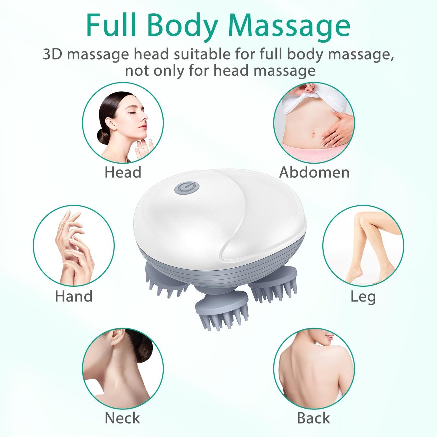 Upgraded Handheld Scalp Massager, with 3 Modes Electric Scalp Massager, Scalp and Back Scratcher for Relieving Tight Stiffness Muscles, Promote Bonding,green