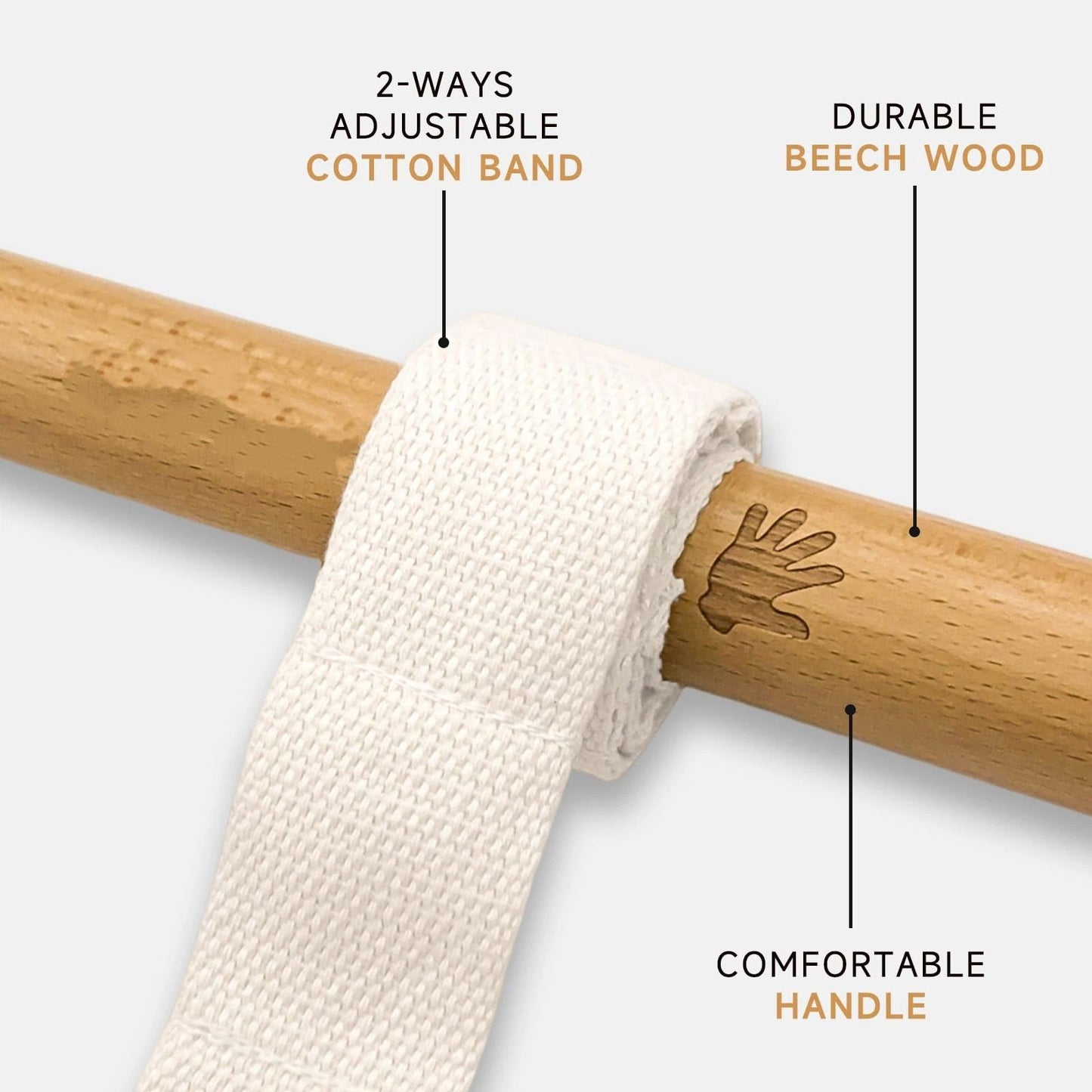 Stretching Tool – 2-in-1 Flexibility & Back Trainer | Daily Mobility & Pain Relief | Compact Stretch Aid for Home, Office(natural wood color32*3）