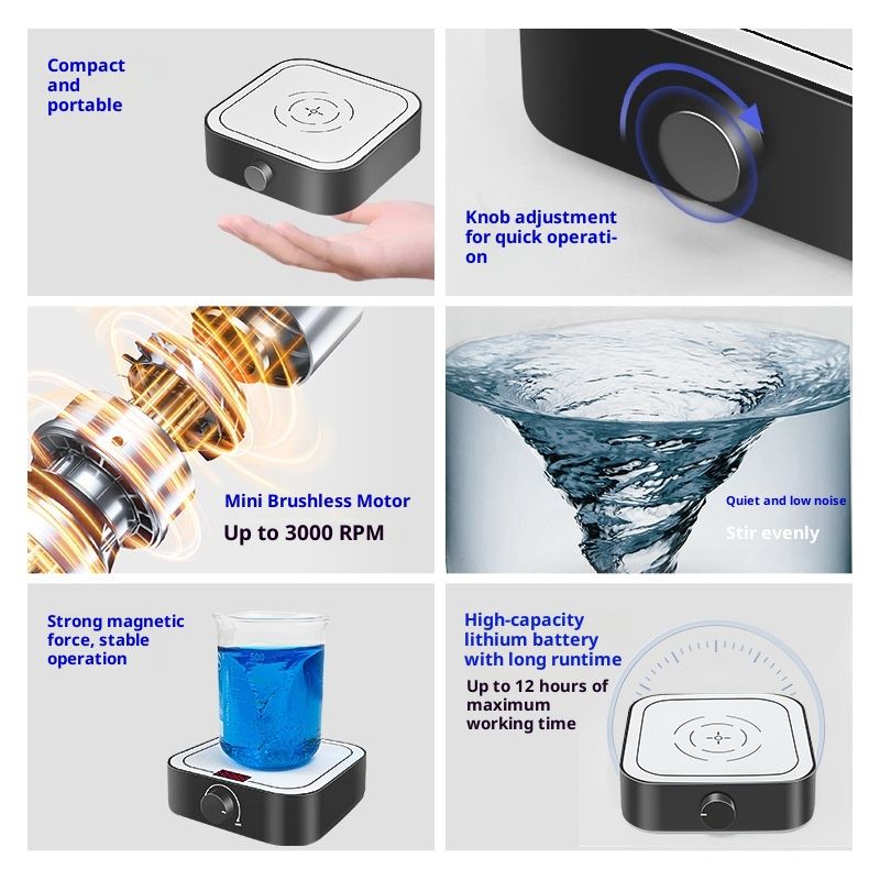 Magnetic Stirrer 3000rpm, Magnetic stir Plate with Stir Bar, Mini Magnetic Mixer Stirrer Max Stirring Capacity 5000mL, Lab Stirrers (No Heating)