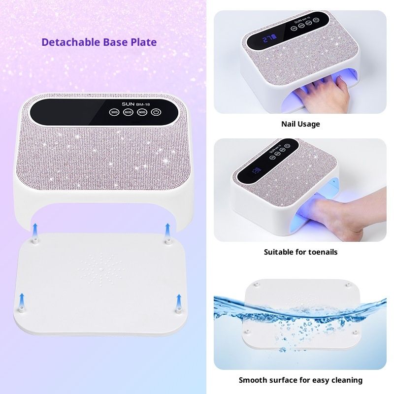 Cordless Nail Lamp, Rechargeable UV Nail Lamp for Gel Nails, LED Nail Lamp with 3 Timer Modes, Gel Nail Light Decorate with Sparkling Nail Rhinestones Diamond (Sparkly Diamond)