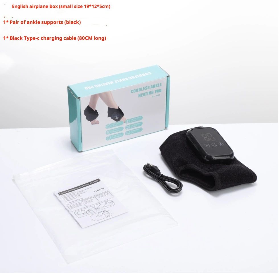 Cordless Foot and Ankle Massager with Heat, Ankle Heating Pad Wrap with Massage, Ankle Massager for Pain Relief, 3 Heat & Vibration Settings, Auto Shut-Off  1pcs black 17*1cm