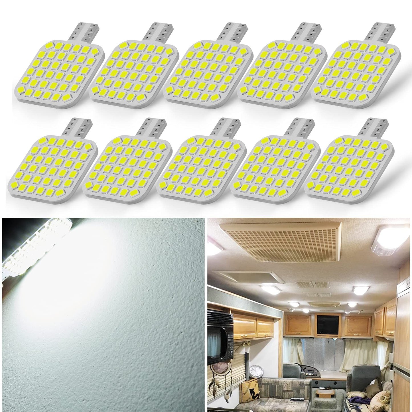 Super Bright T10 2835 36SMD LED Bulbs for 12V RV Ceiling Dome Light RV Interior Lighting Trailer Camper, (Pack of 20)