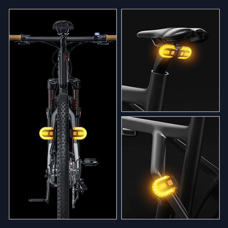 Bike Turn Signals,Bright Bicycle Turn Signals Front Back IPX5 Waterproof Wireless Remote Control Rear Bike Light USB Rechargeable LED Bike Flashlight