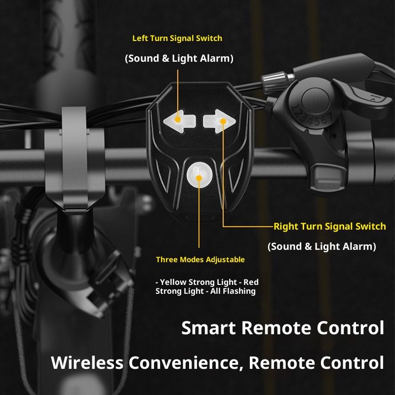 Bike Turn Signals,Bright Bicycle Turn Signals Front Back IPX5 Waterproof Wireless Remote Control Rear Bike Light USB Rechargeable LED Bike Flashlight