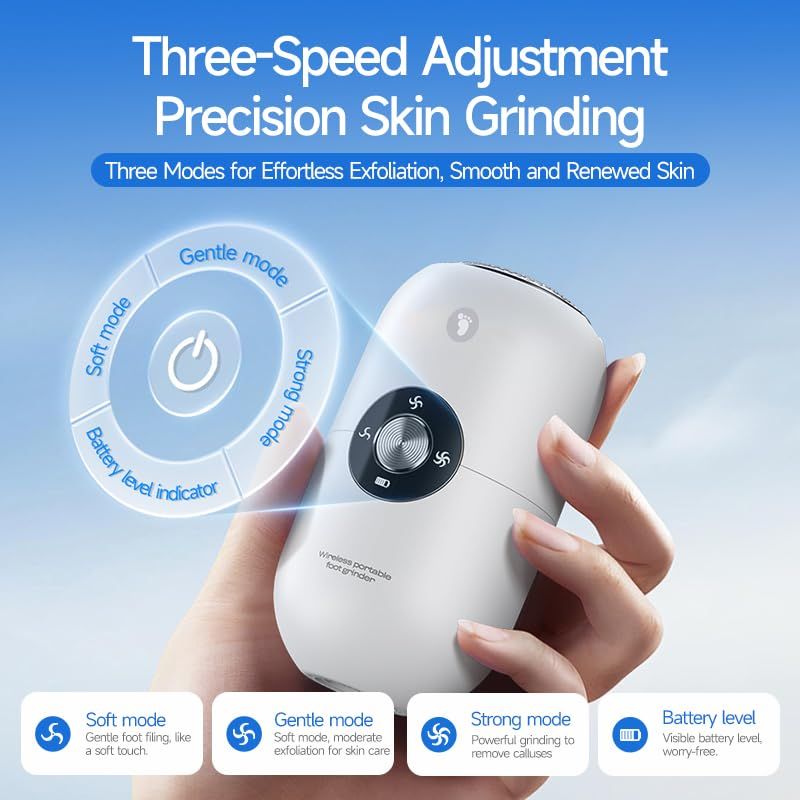 Electric Foot Callus Remover for Women Men,  Rechargeable Callus Remover for Feet, Portable Feet Grinder for Cracked Dry Heels, （white）