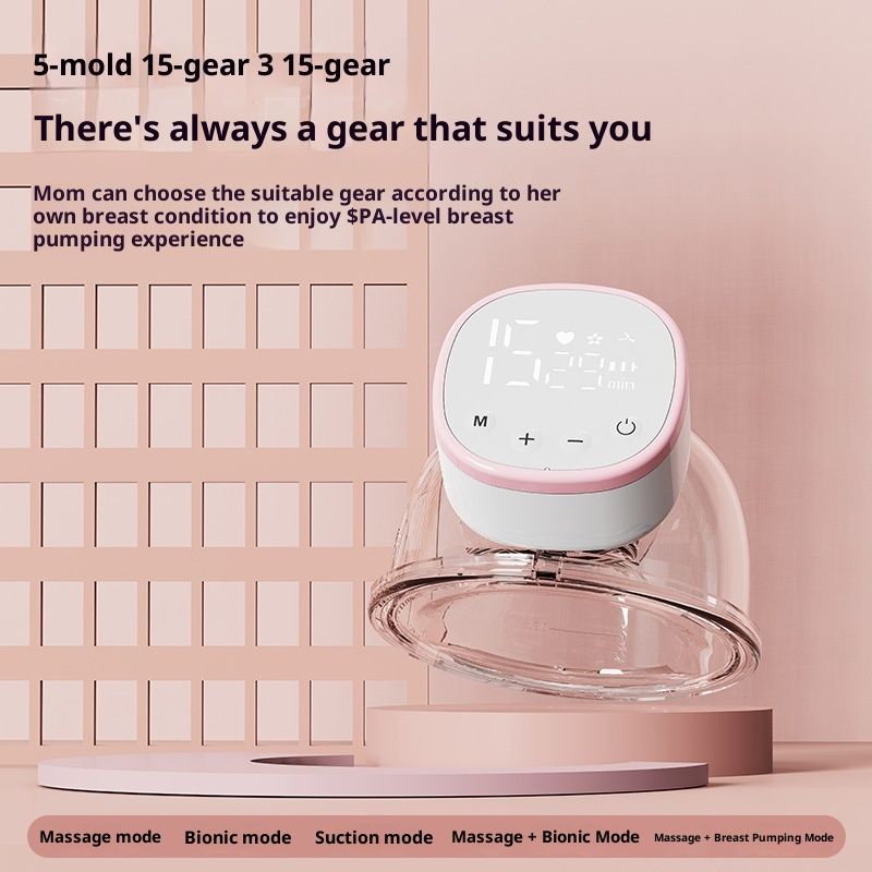 Upgraded Wearable Breast Pump, Hands-Free Design with Extended Battery Life & LED Display, Double Electric Portable Pump with 5ModesPink