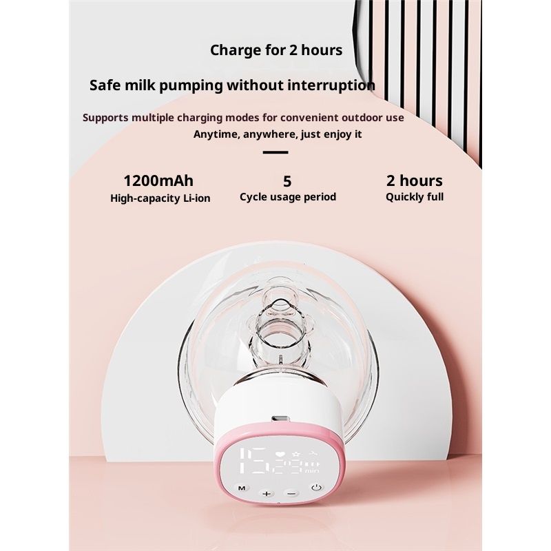 Upgraded Wearable Breast Pump, Hands-Free Design with Extended Battery Life & LED Display, Double Electric Portable Pump with 5ModesPink