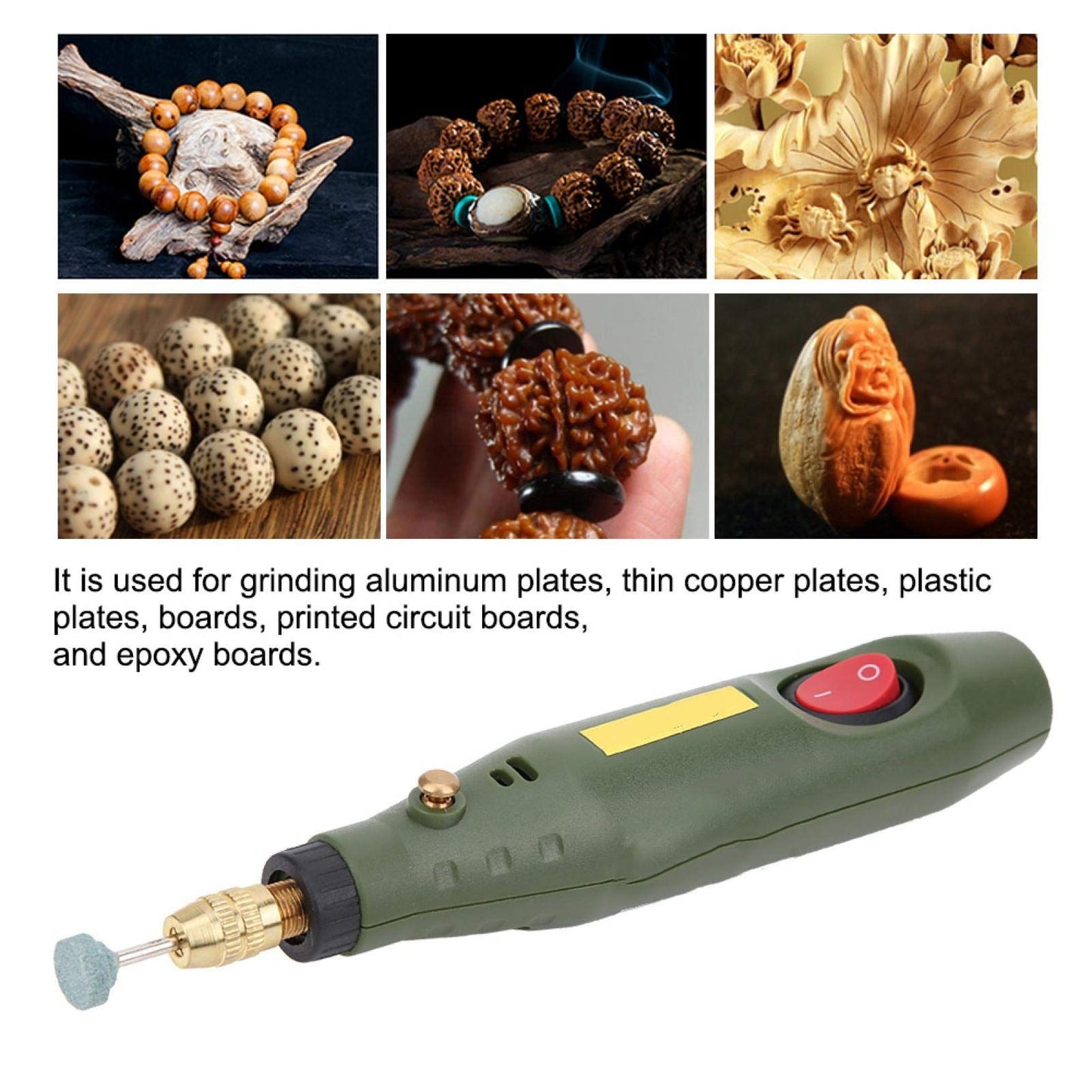 Electric Drill Rotary Tool Grinder Engraver Carver Accessory Kit for Agate Wood Carving Drilling Etching Sanding Polishing 18000RPM (US Plug)