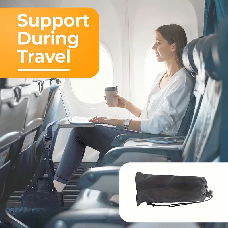 Upgraded Airplane Foot Rest Thickened Super-Size Airplane Foot Hammock to Relax Your Feet - Perfect Airplane Travel Essentials for Long Flight Plane Travel Foot Leg Rest （black）