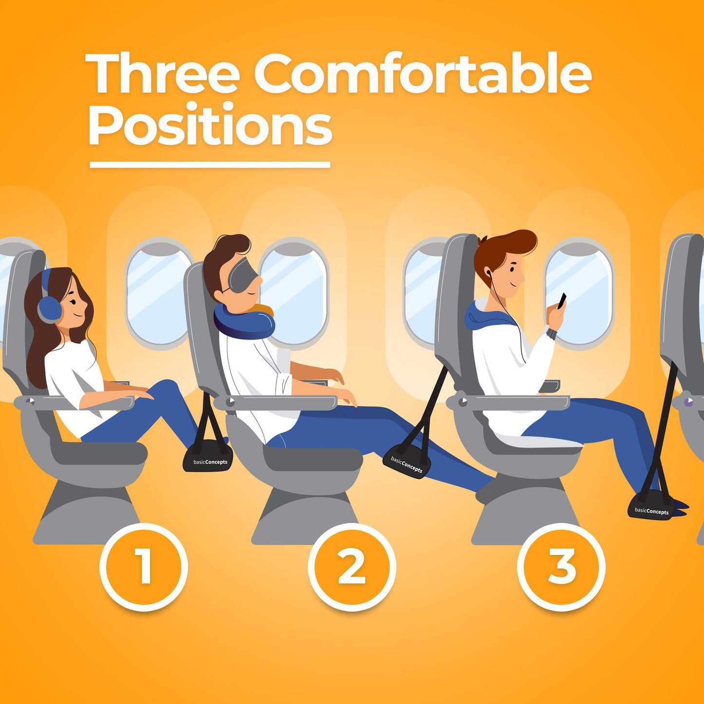 Upgraded Airplane Foot Rest Thickened Super-Size Airplane Foot Hammock to Relax Your Feet - Perfect Airplane Travel Essentials for Long Flight Plane Travel Foot Leg Rest （black）