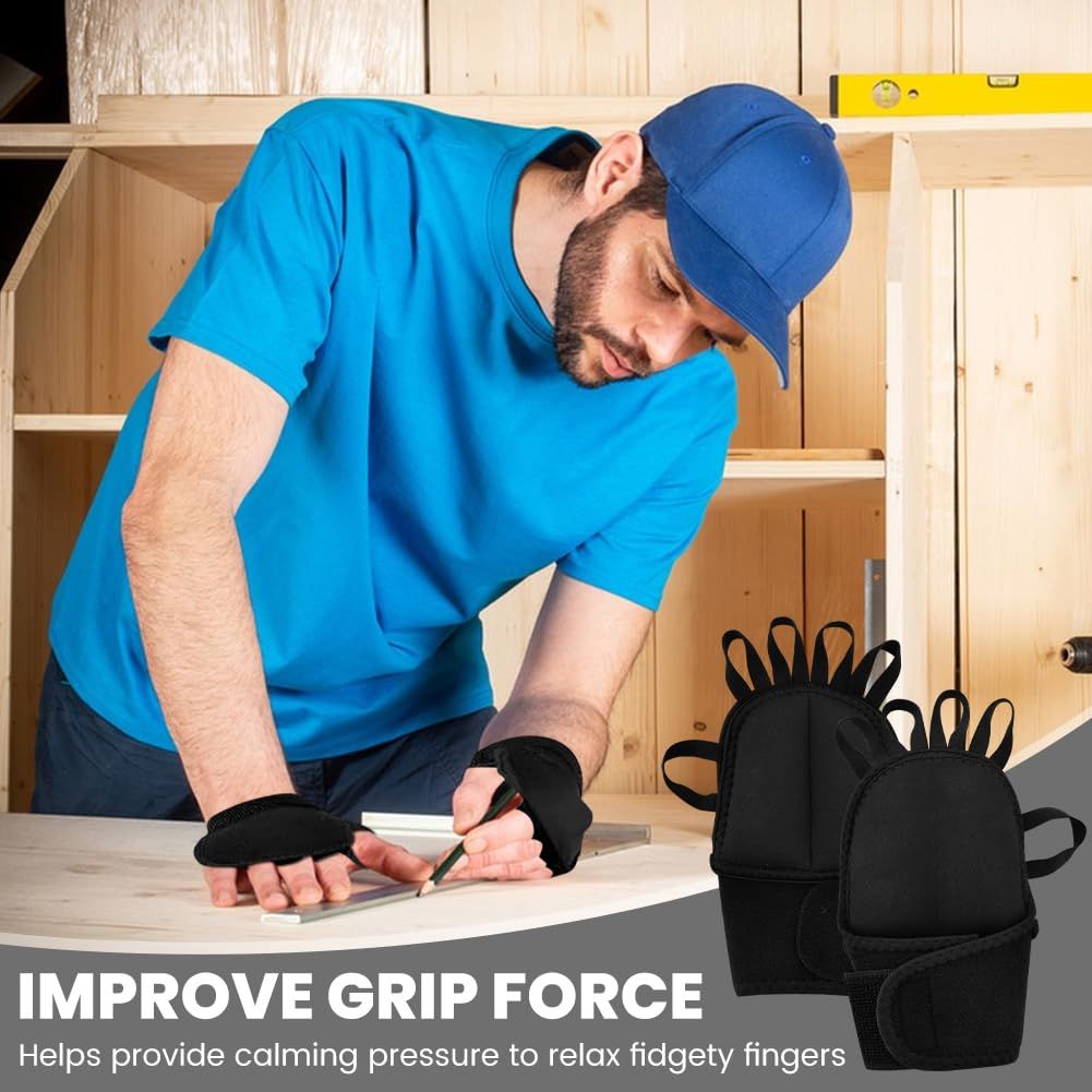 1 Pair Weighted Gloves for Tremors Hand Weight for Fine Motor Skills Hand Weighted Utensils Adjustable Weights Glove for Parkinson’s Essential Tremors Patients(Black)