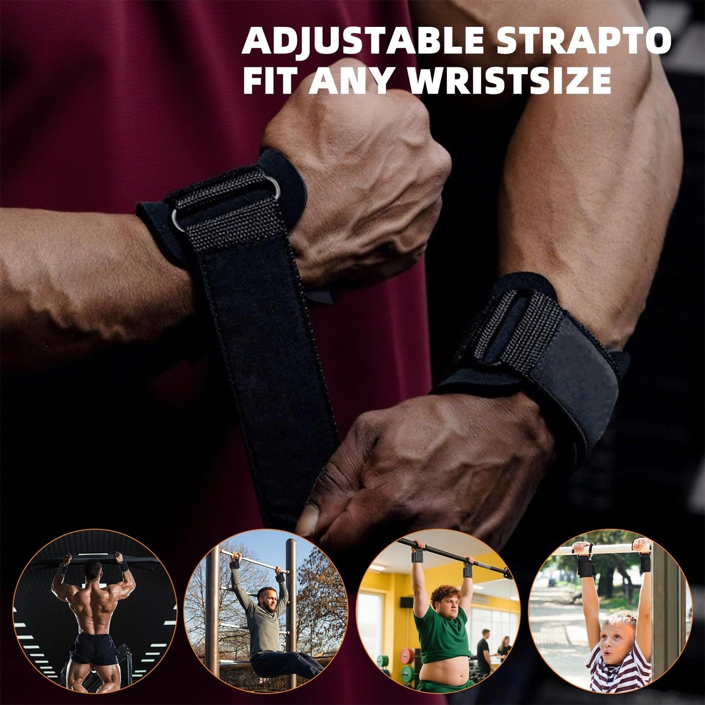 Weight Lifting Hooks (Pair), Wrist Strap Hooks for Weightlifting, Adjustable Men and Women Gym Lifting Straps Hook for Pull-Ups, Deadlifts, Strength Training, and Fitness Workouts