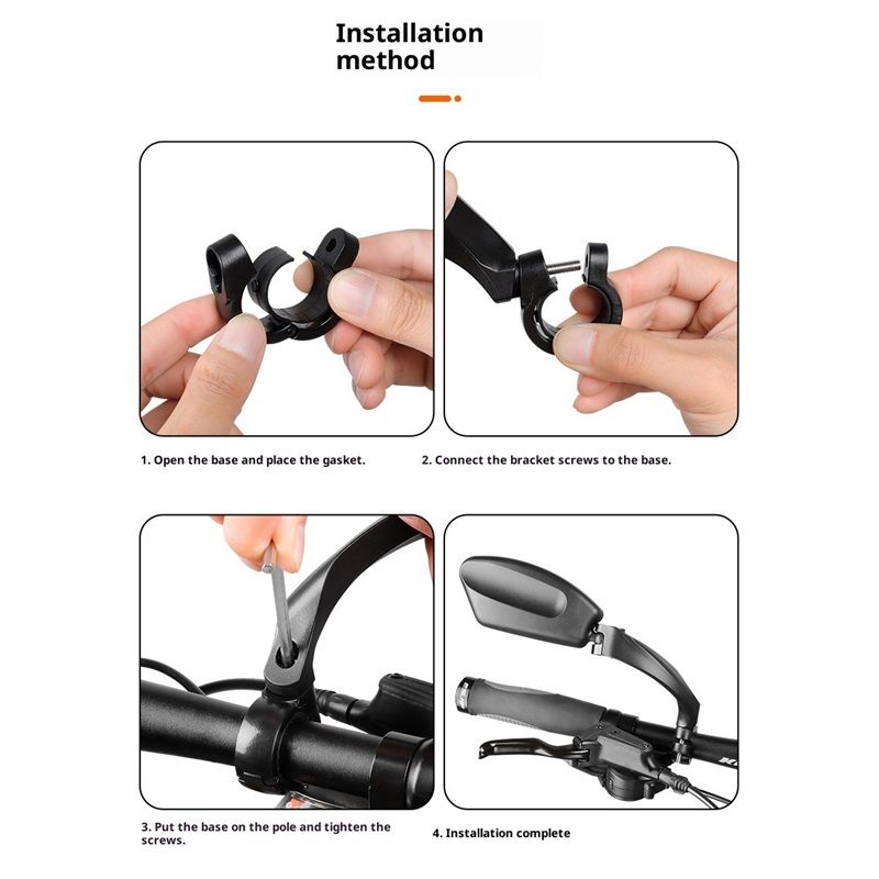 Handlebar Bike Mirror – HD , Wide Angle, Adjustable 360° Rear View – Shatterproof, Anti-Glare, Premium, MTB, E-Bike, and Commuter Cycling Safety(1 Pair)