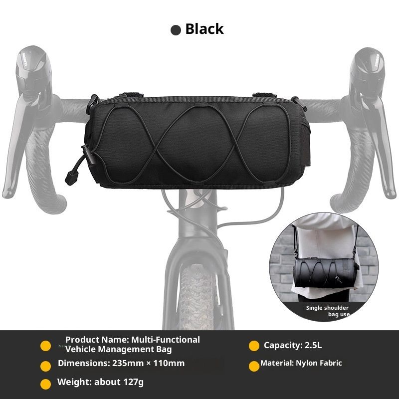 Bike Handlebar Bag Small Bicycle Handle Bar Bag Handy Front Bike Bags Handlebar Storage Pouch Pack with Shoulder Strap Little Mountain Road Bike Barrel Bag
