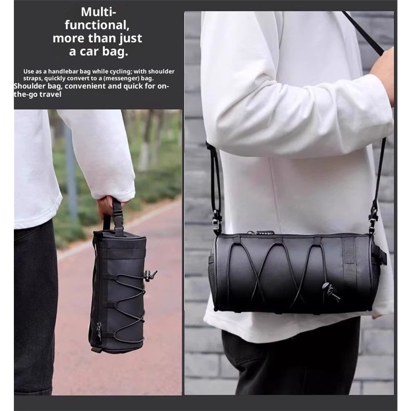 Bike Handlebar Bag Small Bicycle Handle Bar Bag Handy Front Bike Bags Handlebar Storage Pouch Pack with Shoulder Strap Little Mountain Road Bike Barrel Bag