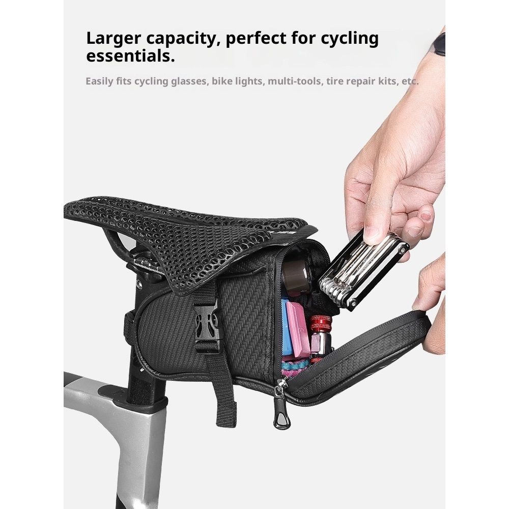 Bike Seat Bag, Water-resistant Bicycle Saddle Bag with Reflective Strap, Cycling Under Seat Pouch, Bike Seat Pack for Mountain Road Bikes and Commuters