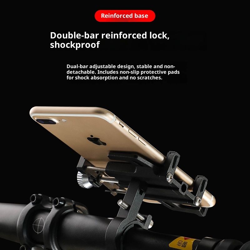 Bike Phone Mount Holder, Aluminum Motorcycle Phone Holder Mount with 360° Rotation, Aluminum Alloy Five Claws Adjustable Road Bike Bracket(Black)