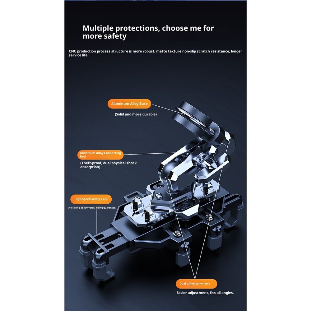 Motorcycle Phone Mount Holder - Motorcycle Cell Phone Mounts, Adjustable Bike Phone Holder,Black (handlebar model)