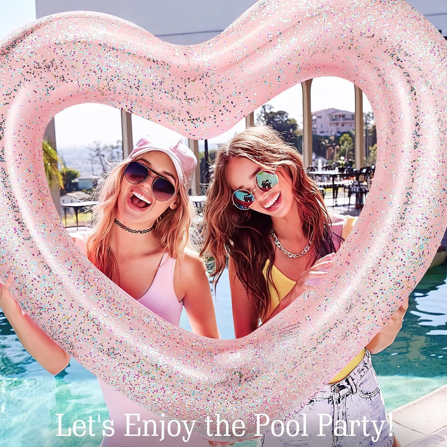 Heart Pool Float, Heart Shaped Summer Swimming Pool Float Loungers Tube Ring Floatie, Water Fun Beach Party Toys for Adults 120cm