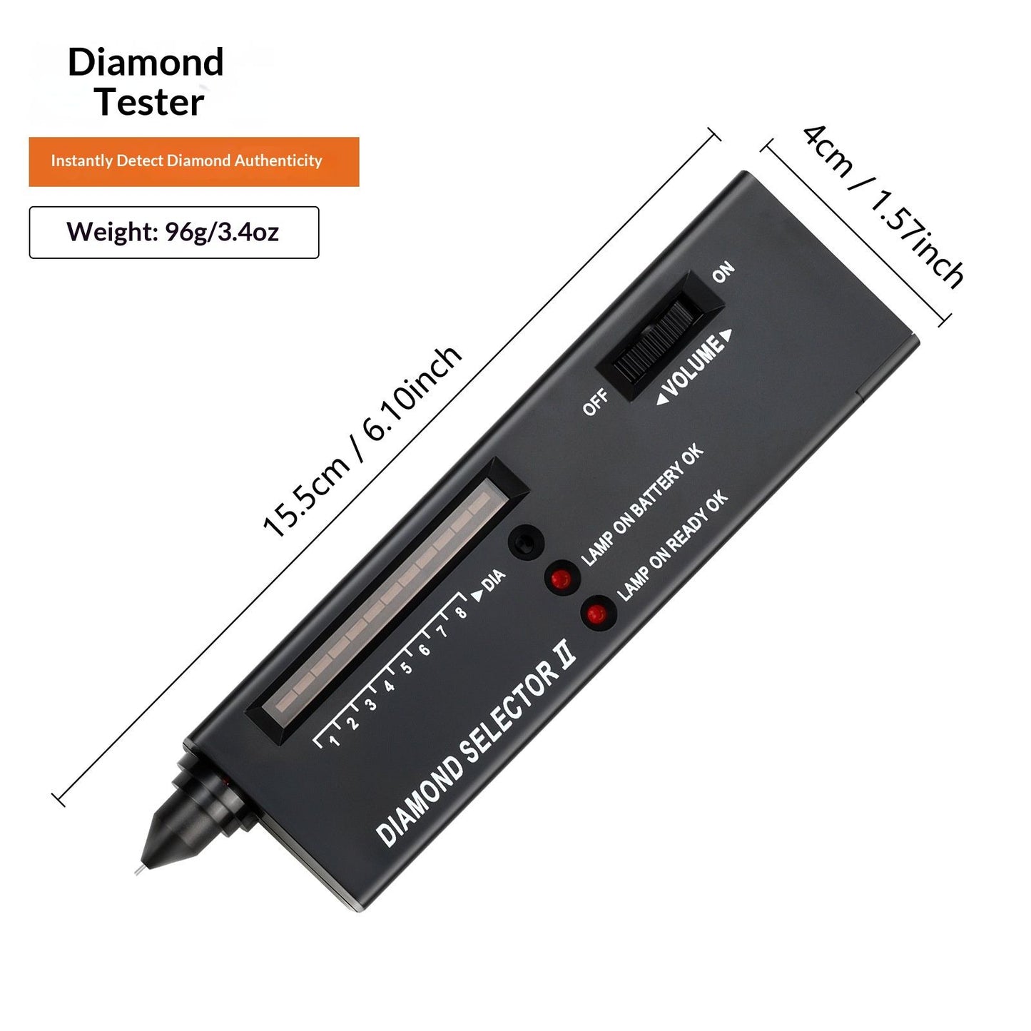 Diamond Tester Pen – Portable Jewelry Diamond Testers for Real and Fake Gemstones – Professional Gemstone Detector Tool with LED Light, Audible Signal & Battery Operated Design for Accurate Testing