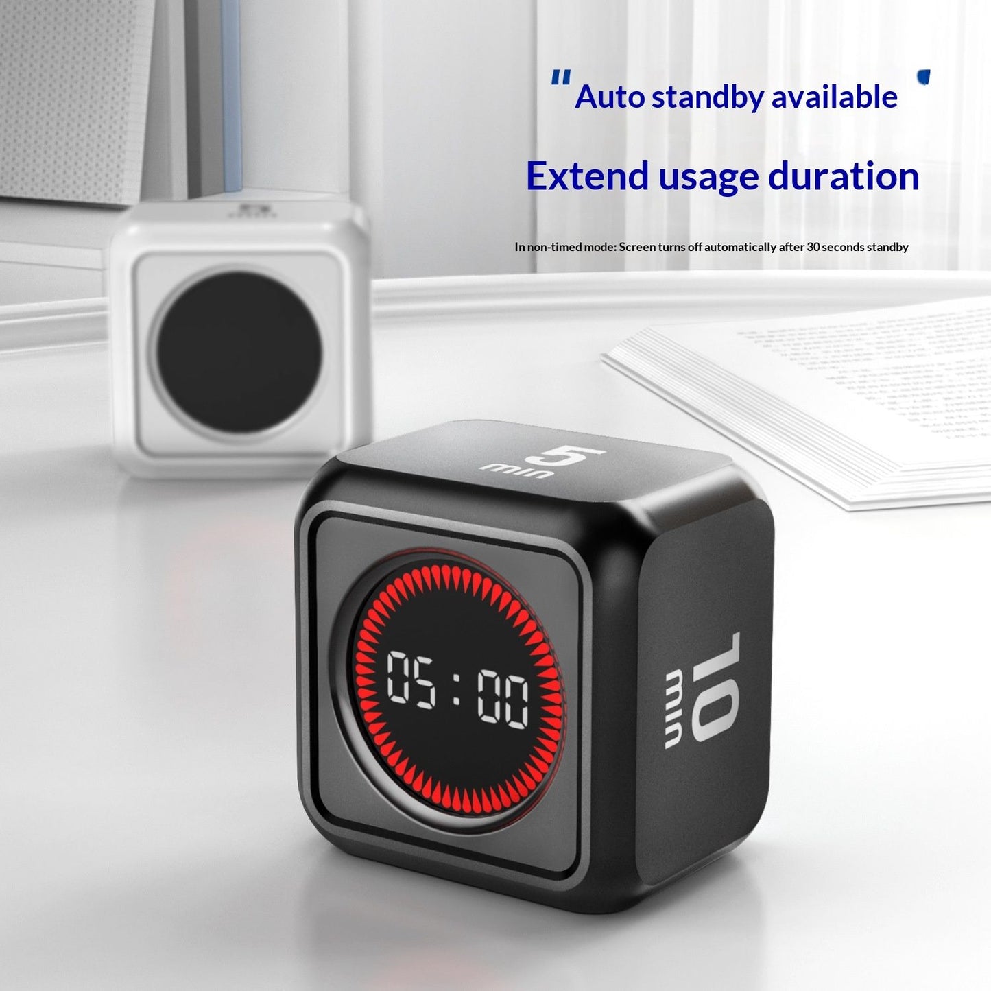 Office Desk Timer Cube, Visual Pomodoro Timer with Gravity, Countdown 5/10/25/45 Min, Rechargeable Productivity Tool for Classroom, Kitchen, Gym, Yoga, College School Supplies Cool Gadgets