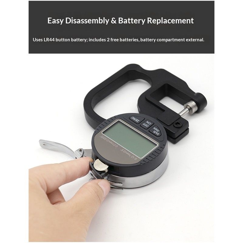 Digital Thickness Gauge, Electronic Micrometer Thickness Meter for Paper Leather Cloth Wire Measuring Tool Range 0-12.7mm Accuracy 0.001mm