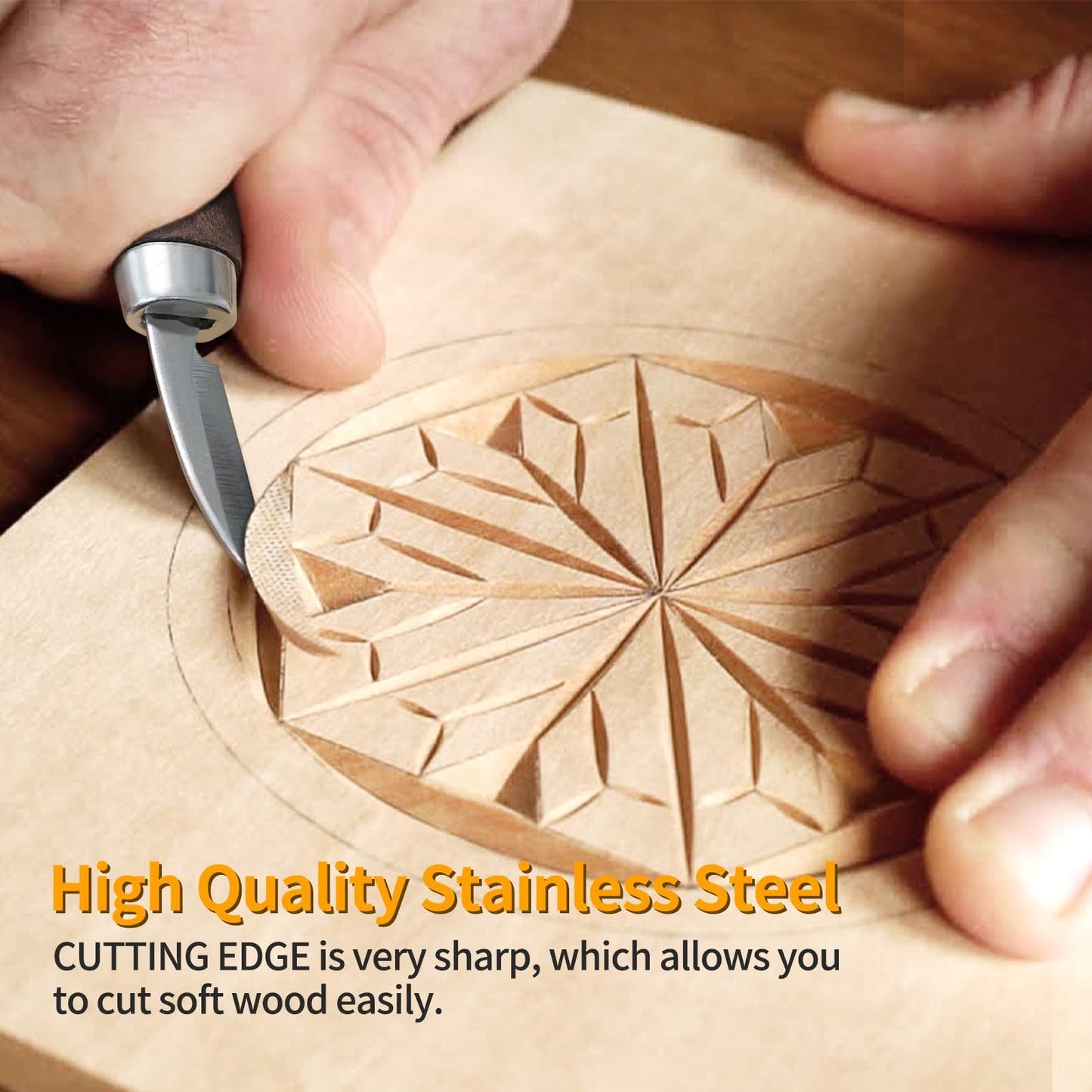 Wood Carving Tools Set - Wood Carving Knife Kit for Beginners, Adults, and Kids, Includes 3  Knives for DIY Woodworking and Carving Enthusiasts（Flat handle six piece set）