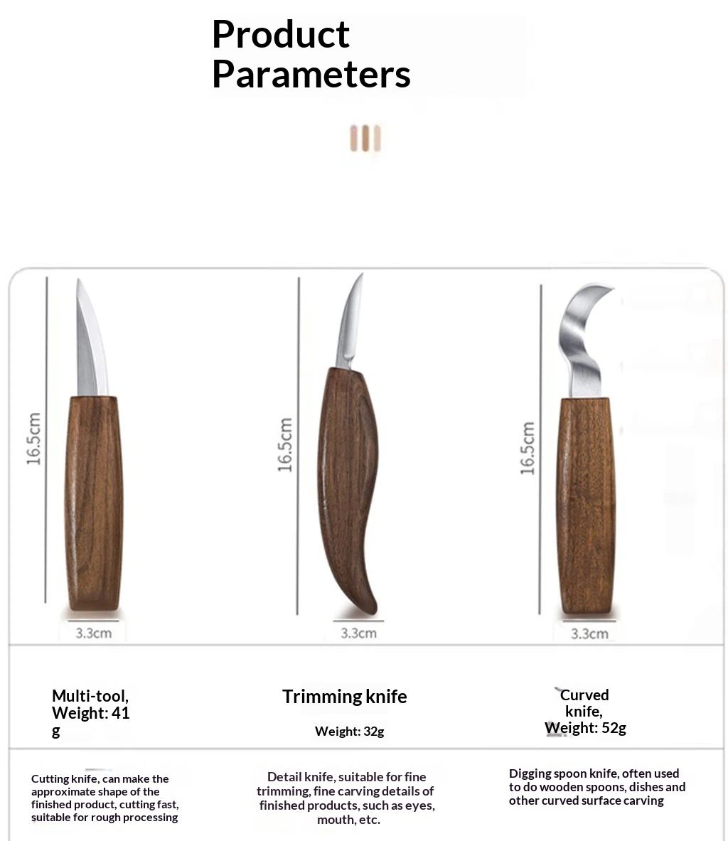 Wood Carving Tools Set - Wood Carving Knife Kit for Beginners, Adults, and Kids, Includes 3  Knives for DIY Woodworking and Carving Enthusiasts（Flat handle six piece set）
