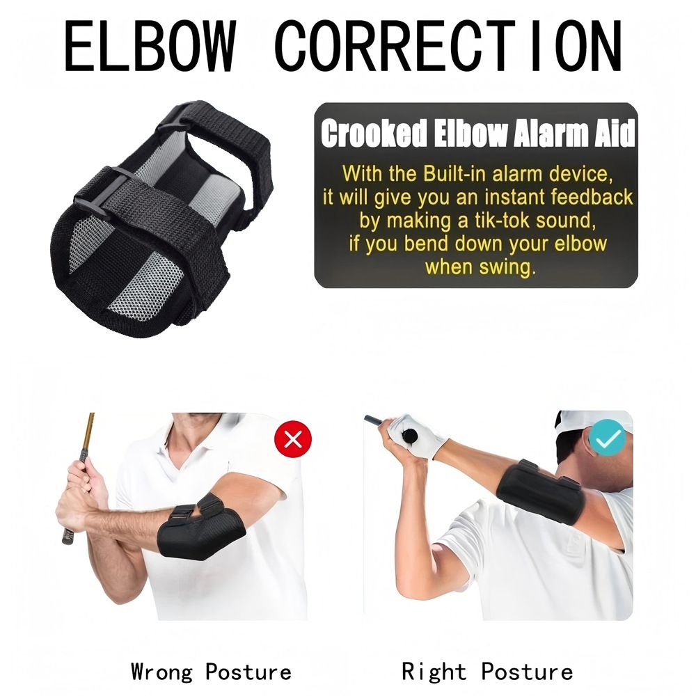 Golf Swing Training Aid for Elbow Posture Correction, Adjustable Arm Brace for Proper Swing Alignment, Ideal for Beginners in Men's and Women's Golf Training black