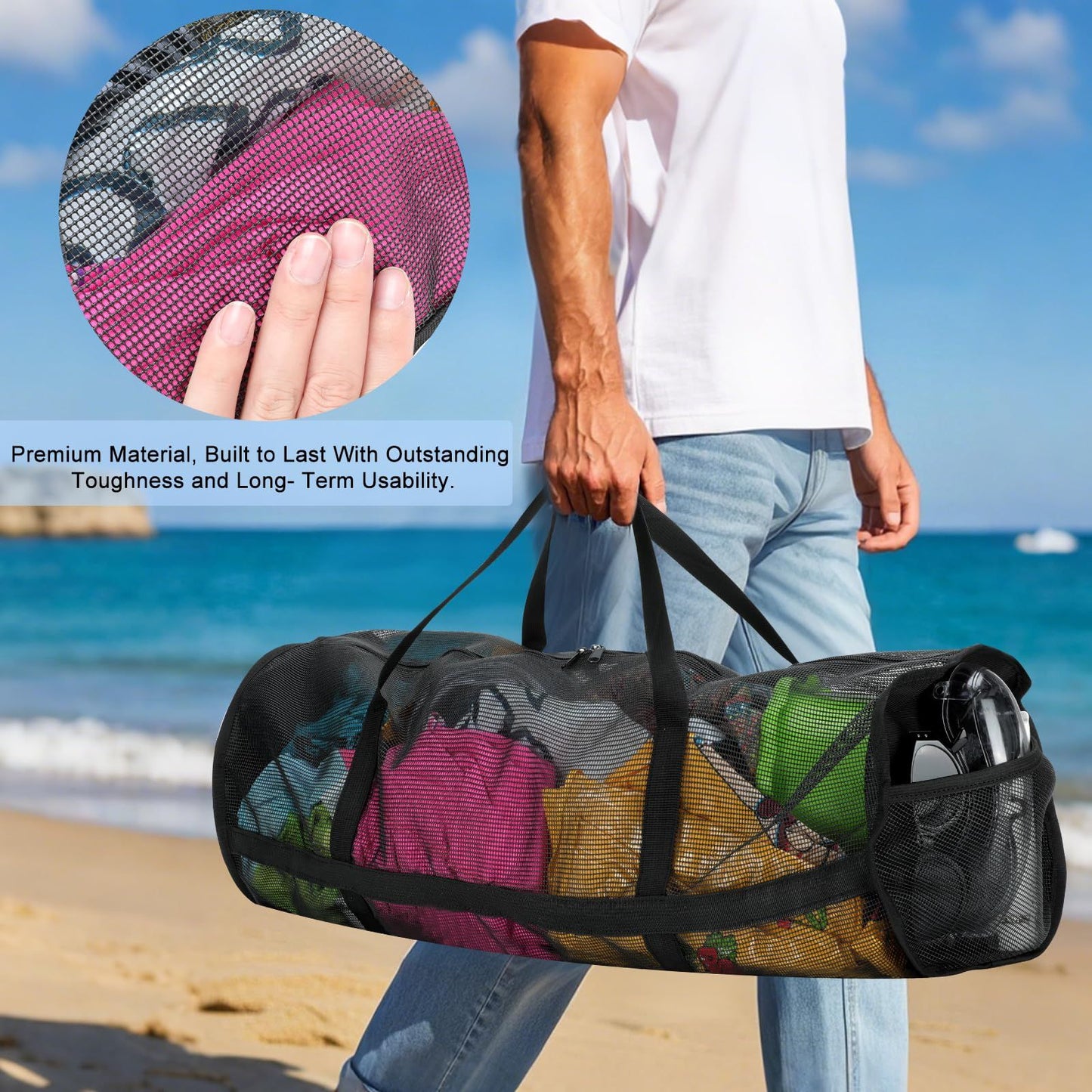 Diving Mesh Duffel Bag Large Capacity, Quick-Dry Ventilation System Mesh Duffel Bag for Scuba Diving, Snorkeling & Spearfishing Ideal Beach Travel Companion