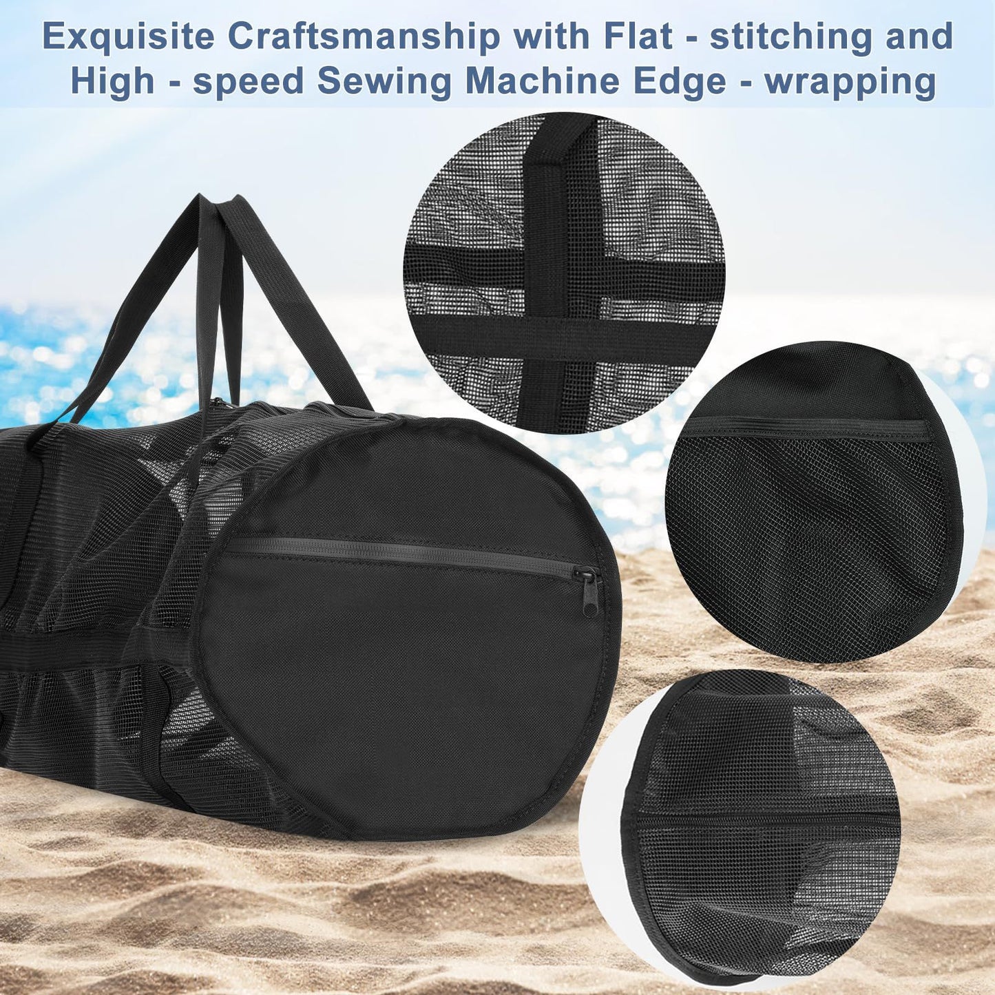 Diving Mesh Duffel Bag Large Capacity, Quick-Dry Ventilation System Mesh Duffel Bag for Scuba Diving, Snorkeling & Spearfishing Ideal Beach Travel Companion