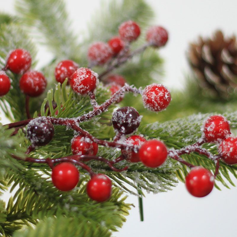 Elegant Flocked Teardrop Swags with Pinecones and Berries, Shimmering Holiday Hanging Decor for Indoor Door Wall Mantel,（55*35cm）
